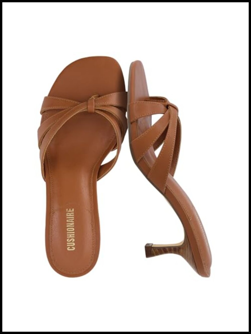 Cushionaire Malta Strappy Kitten Heels Women's Open Toe Sandals Vegan Suede